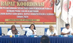 Rapat Koordinasi Sosialisasi dan Pendidikan Pemilih, Ketua KPU Deli Serdang: Kemitraan Jangan Berpihak